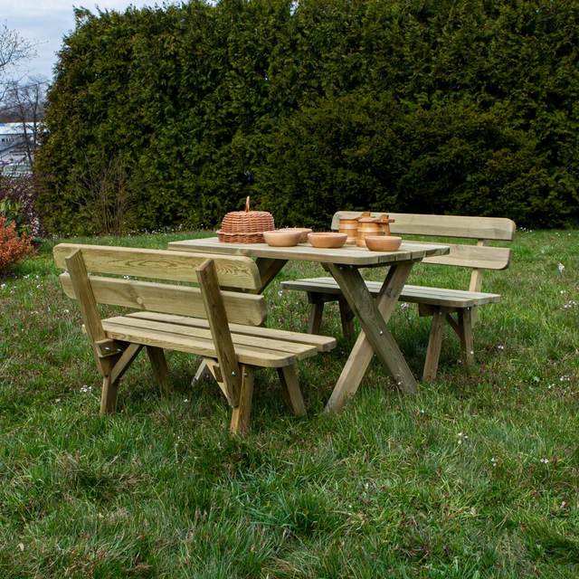 GARTENBANK SITZGRUPPE HOLZ Tisch Set 120 cm Gartenmöbel Kiefer 35mm