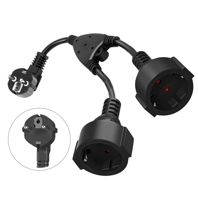 2 en 1 hembra cable de extensión doble conector PVC cable de alimentación par duradero