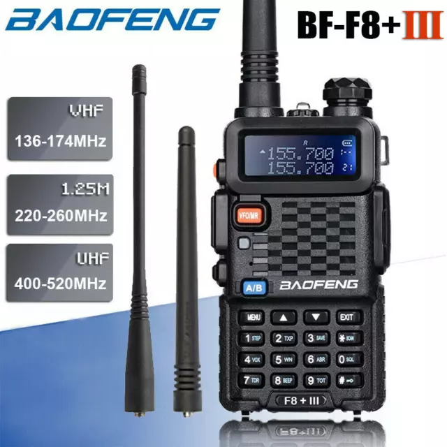 Baofeng Bf-F8+Iii Fm Tri-Band Uhf/Vhf Walkie Talkie Lang Range Two Way Ham Radio