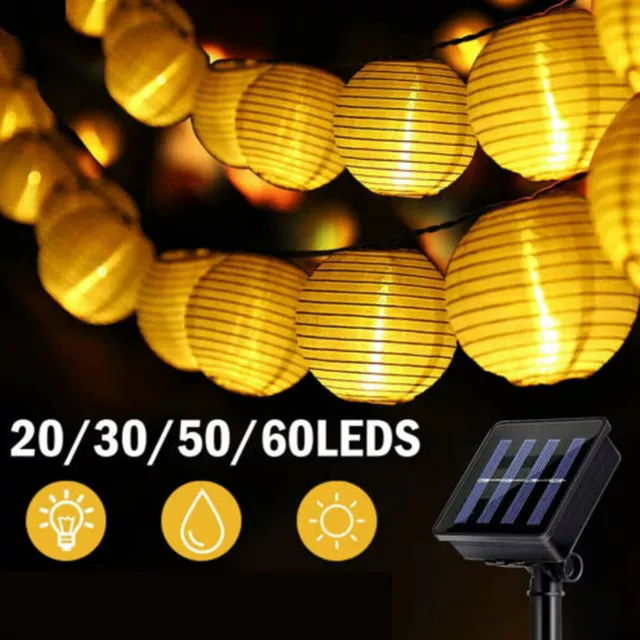 Solar LED Lichterkette Lampions Laterne Außen Beleuchtung Garten Party Lampion 3