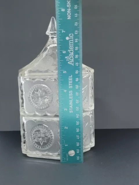 Tiara Indiana Glass Ice Americana Eagle Colonial Stars Candy Dish 2 Jars & 1 Lid