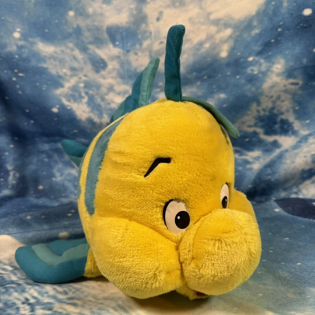 VINTAGE DISNEY STORE Flounder Fish Little Mermaid Soft Toy Plush Large ...