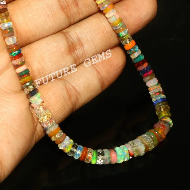 Äthiopische Opal Perlen Facettiert Reifen Großhandel Schmuck Feuer Kette NP-1669