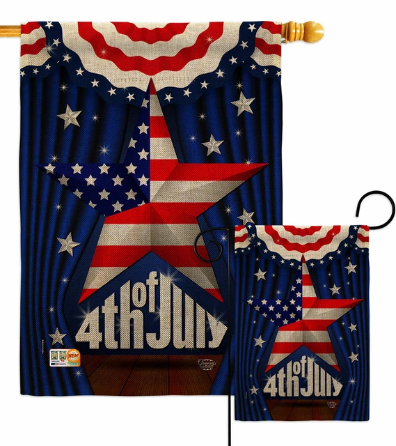 Stars 4th July Burlap Garden Flag Americana Fourth Decorative Gift Yard Banner