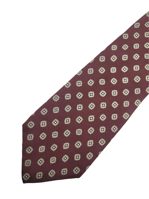 Stafford Burgundy Geometric Men's Silk Tie, Made in USA EUC