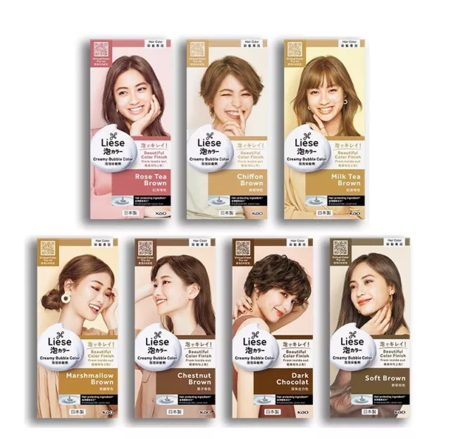 [LIESE] Prettia Kao NATURAL SERIES Foamy Creamy Bubble Hair Dye Color Dying Kit