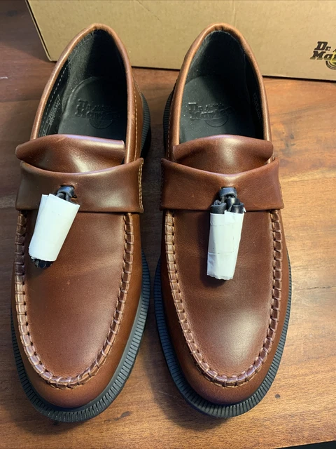 DR. MARTENS ADRIAN Leather Tassel Loafers Cognac Size 6.5 UK New
