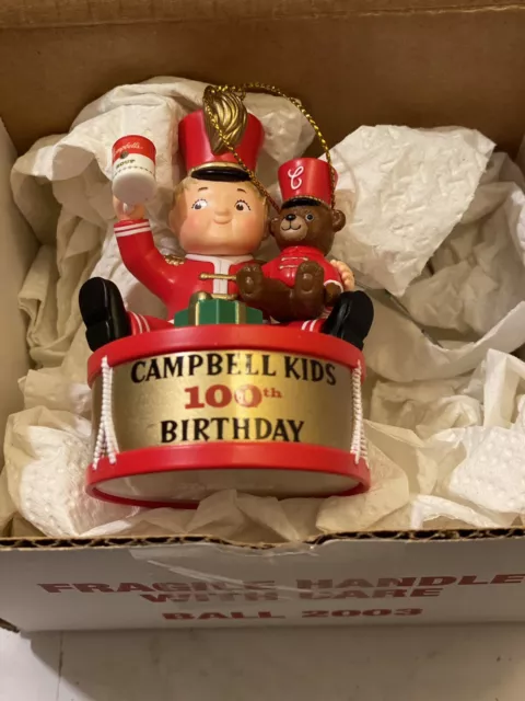 Campbell Kids Soup Christmas Ornament 100th Birthday Soldier Decor 2003 Xmas
