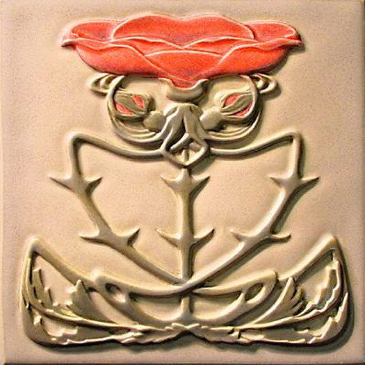 Russian Art Nouveau Vintage Ceramic Tile Rare Reproduction Fliese Majolica