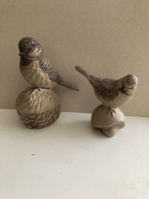 Poole Pottery Stoneware Great Tit on Cone,Bluetit On Mushroom Figure,Ornament