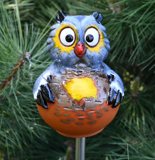 Ceramic Garden Ball Decoration Statue Owl H21cm Midene Handmade