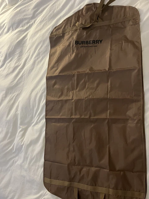 Burberry London England Tan Travel Garment Bag Packable Zip Snap Buttons