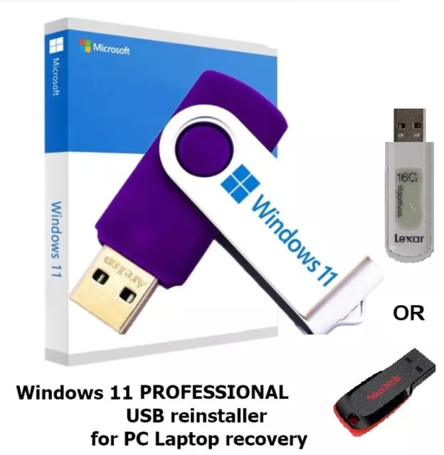 16GB USB For Win/ 11 PRO System Reinstall Recovery USB - Recovery  2023  -NEW