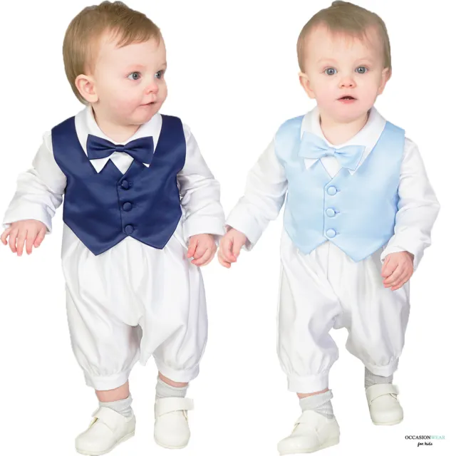 Abito da battesimo bambini/tuta da battesimo 3 pz cravatta fiocco blu chiaro