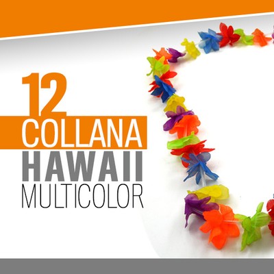 1 COLLANA HAWAIANA FIORI FINTI FESTE HAWAIANE PARTY ESTATE ITALIA TRICOLORE 