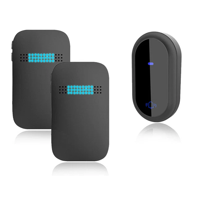 Campanello porta impermeabile LED wireless wireless campanello radio con 2 ricevitori DE