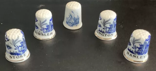 Five Various Ceramic Thimbles Potteries