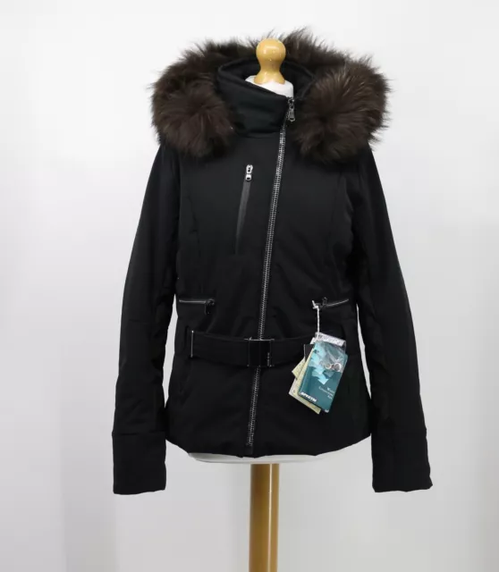 Poivre Blanc Hollie Stretch Real Fur Womens Ski Jacket Black Rrp £750 Hh