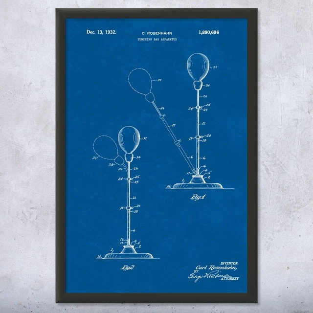 Stand Up Punching Bag Patent Framed Print Boxing Art Sports Decor Boxing Gifts