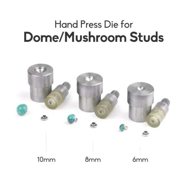 Hand Press Die for Dome Rivets Mushroom Studs Setter Snap Setting Tools 6/8/10mm