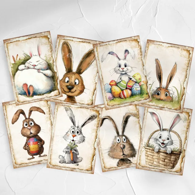Funny Easter Bunny Card Toppers for Cardmaking & Scrapbooking, Ephemera