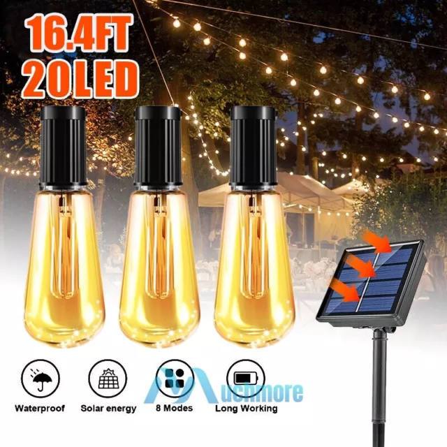 16.4FT/20-30LED Outdoor Solar String Light Bulbs Garden Decor Lamp Waterproof US