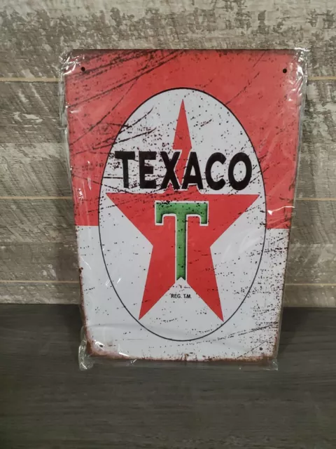 TIN SIGN Texaco Motor Oil Retro Gas Station Sign Garage Cave Auto Shop