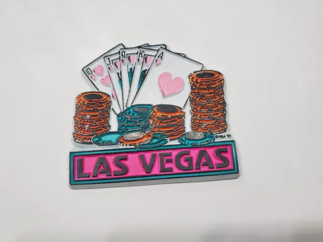 Vintage Fridge Magnet Las Vegas Nevada, Gambling, Poker, Royal Flush