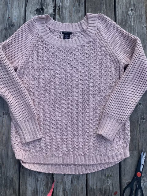 Calvin Klein Jeans Pink Rose Loose Knit Long Sleeve Sweater Women's Size L