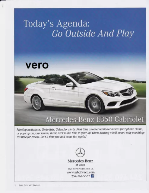 2014 magazine ad MERCEDES BENZ Cabriolet E 350 print clipping car automobile