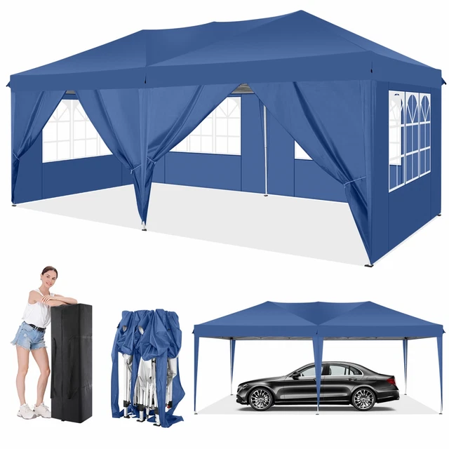 Falt Pavillon Klappzelt 3x3m/3x6m Festzelt Gartenzelt Partyzelt Wasserdicht Blau