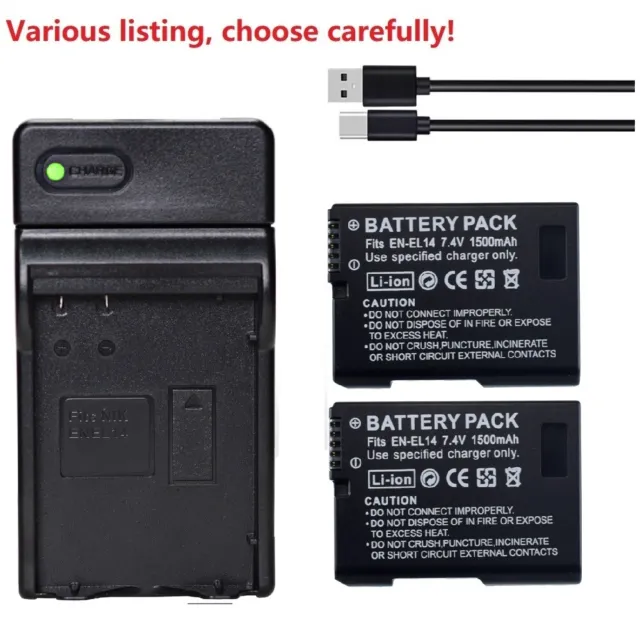 Battery or charger for Nikon EN-EL14a D3100 D3200 D3300 D3400 D5100 D5200 D5300