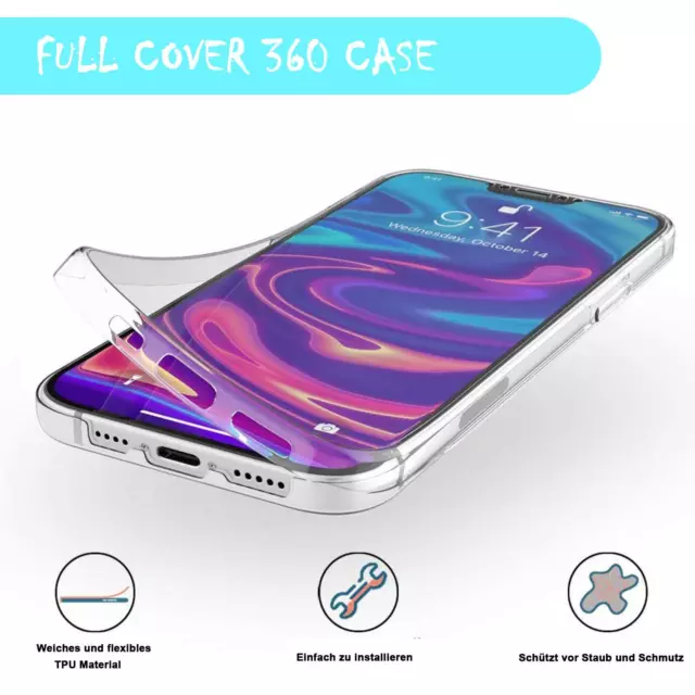 360 FULL COVER Hülle Silikon Schutz Handy Case für Samsung Apple iPhone Huawei 2