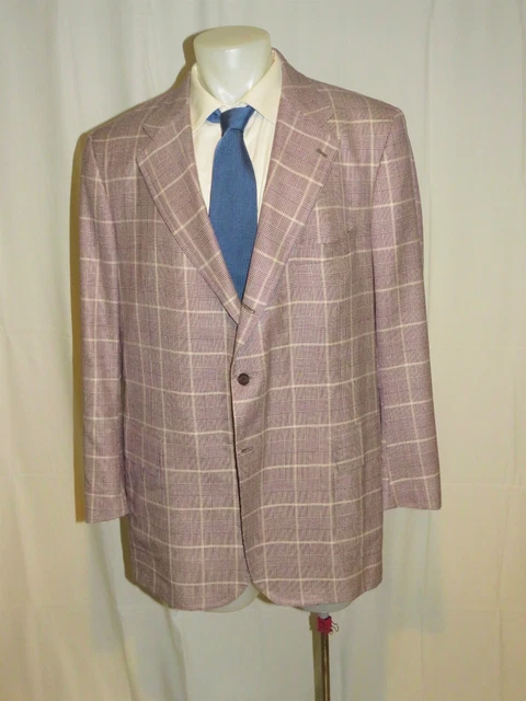 Kiton Custom Made Vicuna Blend Purple Plaid Three Roll Two Sport Coat 52XL