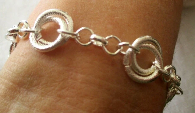 Bracelet Souple Maillons Plaqué Argent Effet Diamanté - Bijou Occasion En Parfait état