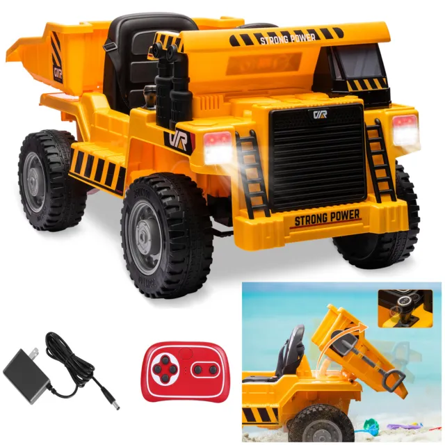 12V Ride On Dump Truck with Remote Control Music Electric Car Gift For Kids