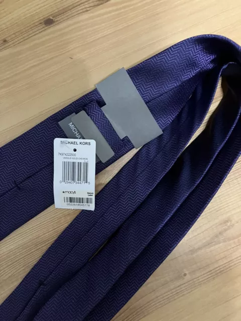 Michael Kors Mens Chevron Purple Silk Neck Tie NWT 100% Silk