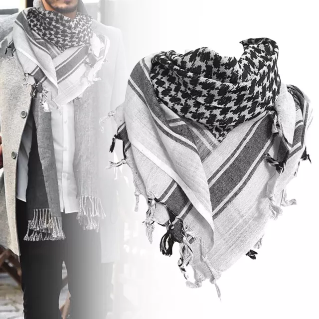 Palestine Head Scarf Wrap Arafat Shemagh Keffiyeh Checkered Shawl Black & White