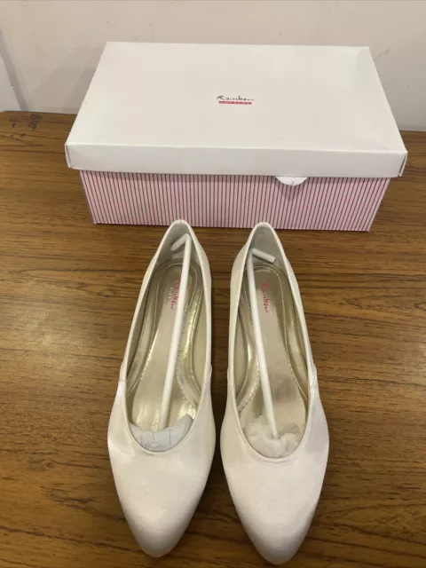 Scarpe piatte Rainbow Club Carmel avorio raso - Donna UK taglia 4 - NUOVE