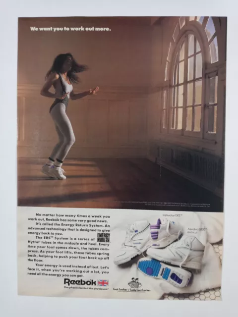 1980s REEBOK Shoes Women ERS Scrunch Sock Fashion Colorful Vtg Poster Print Ad
