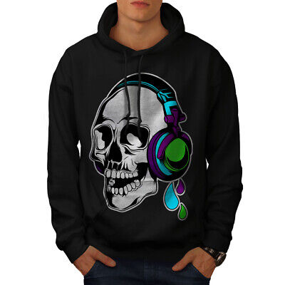 Wellcoda Headphone Music Art Mens Hoodie, Concert Casual Hooded Sweatshirt