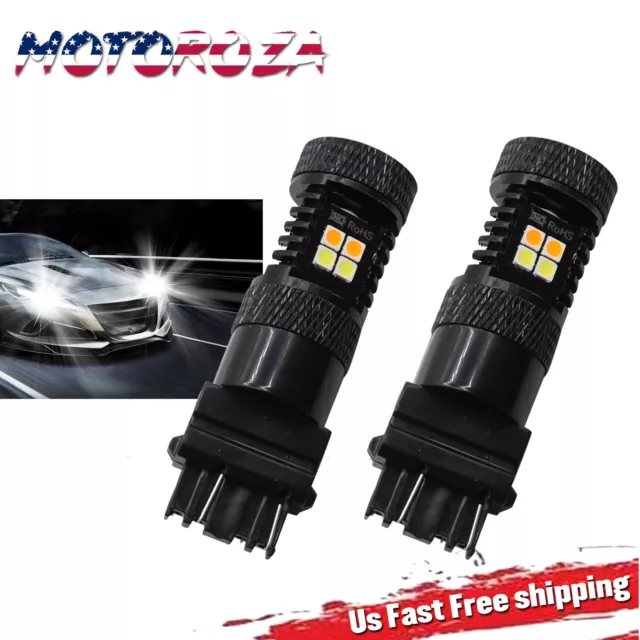 3157 Switchback LED Turn Signal Lights Anti Hyper Flash AMBER WHITE Dual Color