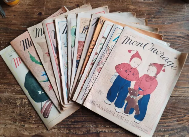Lot de 11 revues Magazines "Mon Ouvrage" Vintage Années 1948 À 1957