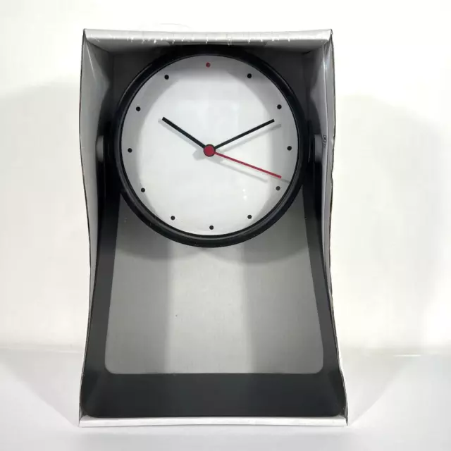 Reloj de mesa IKEA GNISSLA 5"" negro 10"" soporte alto funciona con batería nuevo