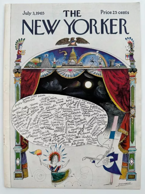 Vintage New Yorker Magazine Cover Only July 3 1965  Steinberg Liberty Uncle Sam