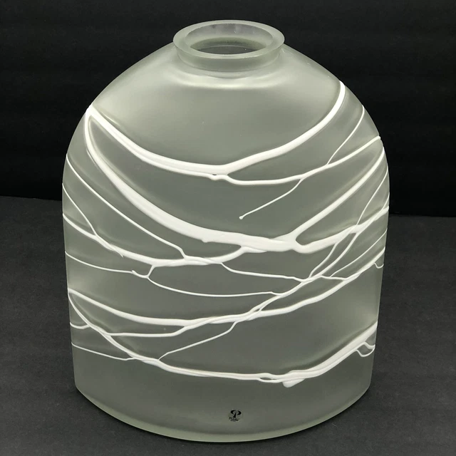 Pair of Large of PEILL & PUTZLER Frosted Glass Vase w/Swirls 13.5"H Pair of Large of PEILL & PUTZLER Frosted Glass Vase w/Swirls 13.5"H