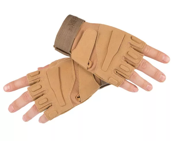 MIL-TEC TACTICAL FINGERLESS Leather Gloves Military Mens Security