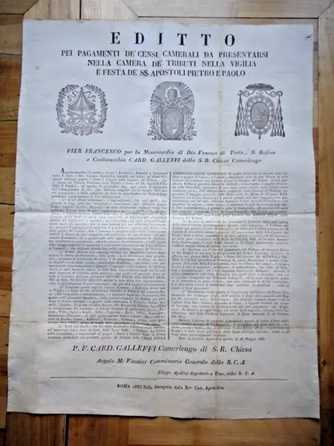 1835-EDITTO pagamenti Censi Camerali e Tributi-Card. PIER F. GALLEFFI-Cesena+