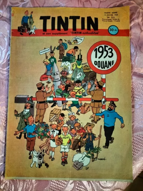 Journal Tintin N° 221   15 Janvier 1953 Couverture Herge Avec Tintin Actualite