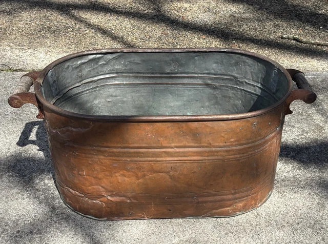 Grande Bassine à Confiture En Cuivre – Diamètre 38 Cm, Poignée Laiton, Ancienne